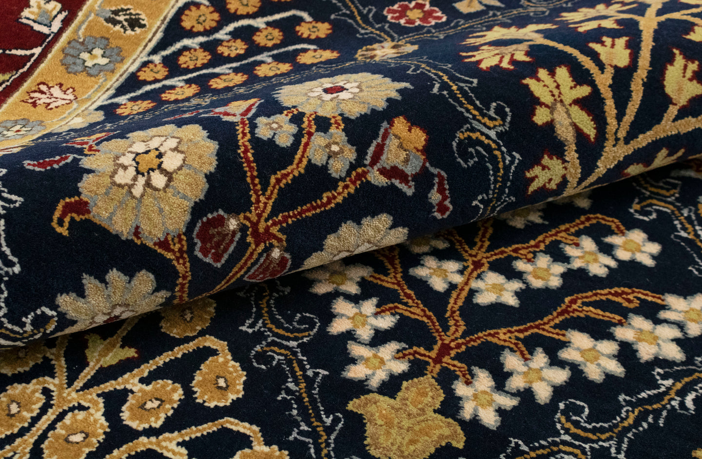 8x10 Aalam Blue Rust Hand knotted Wool Modern Tribal Classic Rug | Shritija Rugs | Order Rug Online